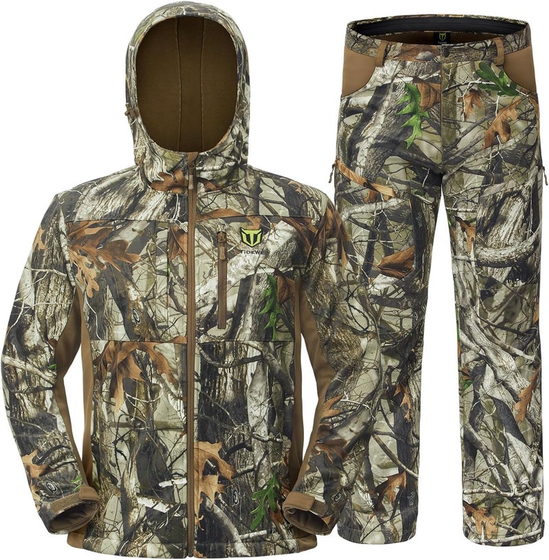 TIDEWE Hunting Clothes for Men with Fleece Lining, Safety Strap Compatible Water Resistant Silent Hunting Jacket and Pants - Image 1